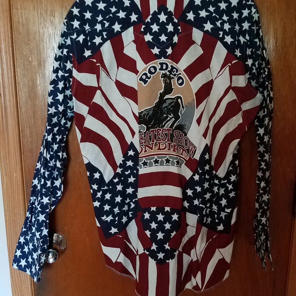 Vintage red, white & blue western shirt - Picture 4 of 5